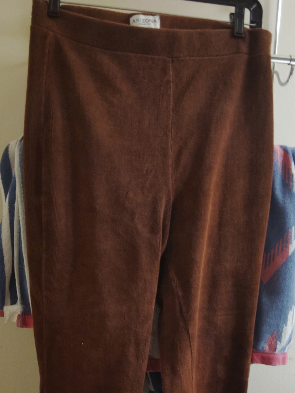 Autumn Brown Flared Velvet Corduroy Pull On Pants Arizona Womens Large, Flare